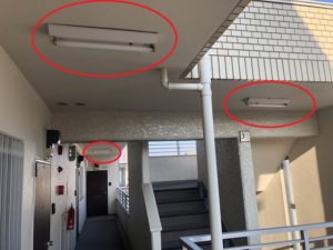 名古屋市天白区の集合住宅にて共用灯のLED化電気工事